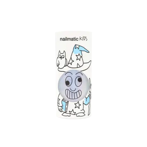 Vernis à l’eau enfant Merlin bleu nacré avec design magicien et hibou pour plus jeunes