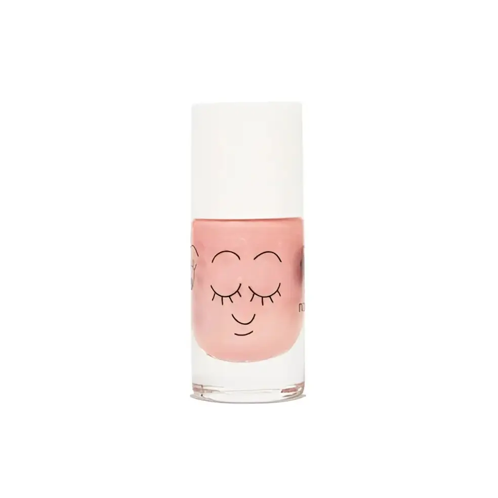 Vernis à l’eau enfant pêche pailleté avec face endormie pour un look mignon