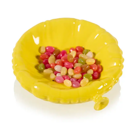 Vide poche ballon jaune avec des bonbons jelly beans colorés, fun et pratique