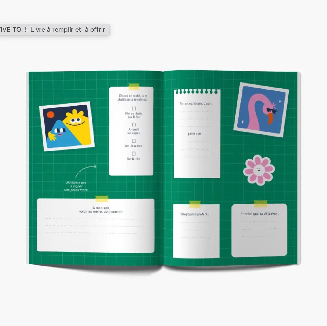 Livre à remplir VIVE-TOI ! avec design coloré, stickers et inserts pour reconnecter à soi