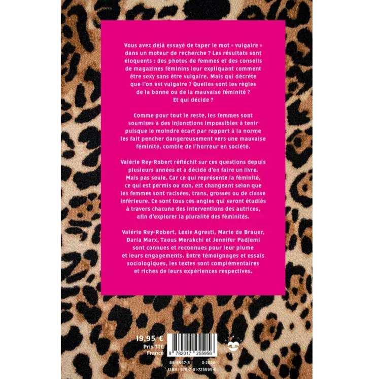 Couverture de livre avec bordure léopard rose et texte au centre pour Vulgaire qui décide