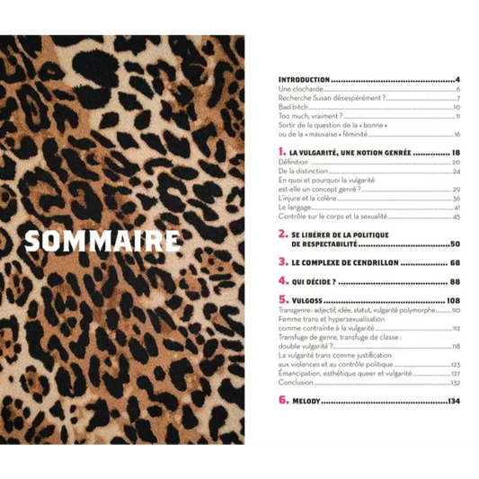 Table des matières du livre Vulgaire qui décide ? avec couverture léopard
