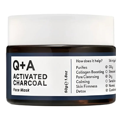 Masque visage au charbon activé Q+A pour peau nette et éclat naturel