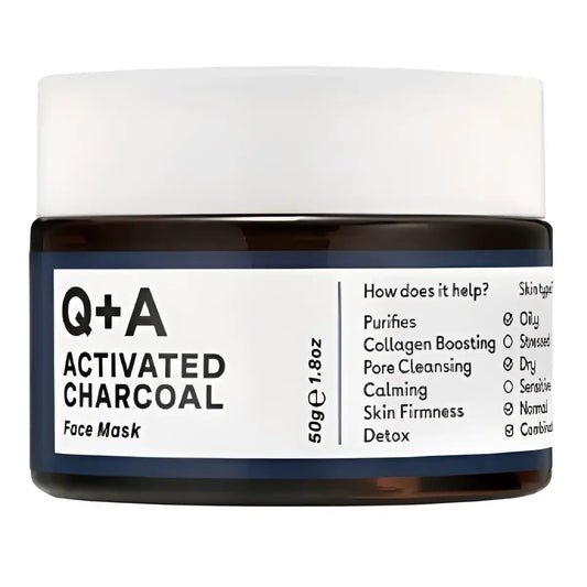 Masque visage au charbon activé Q+A pour peau nette et éclat naturel