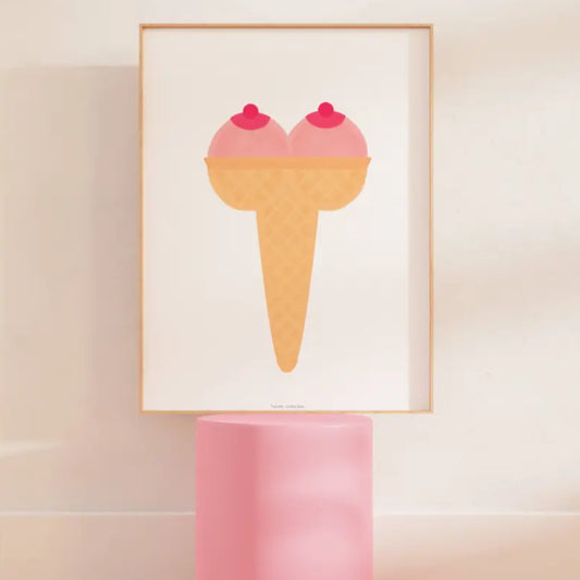 Affiche art boobs de glace A3 en papier satiné avec certificat d’authenticité