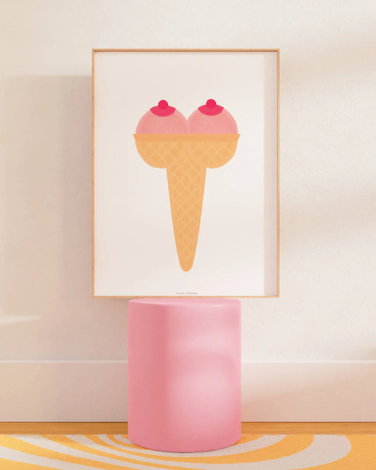 Affiche Art Boobs de Glace A3 avec cônes de glace stylisés et papier satiné