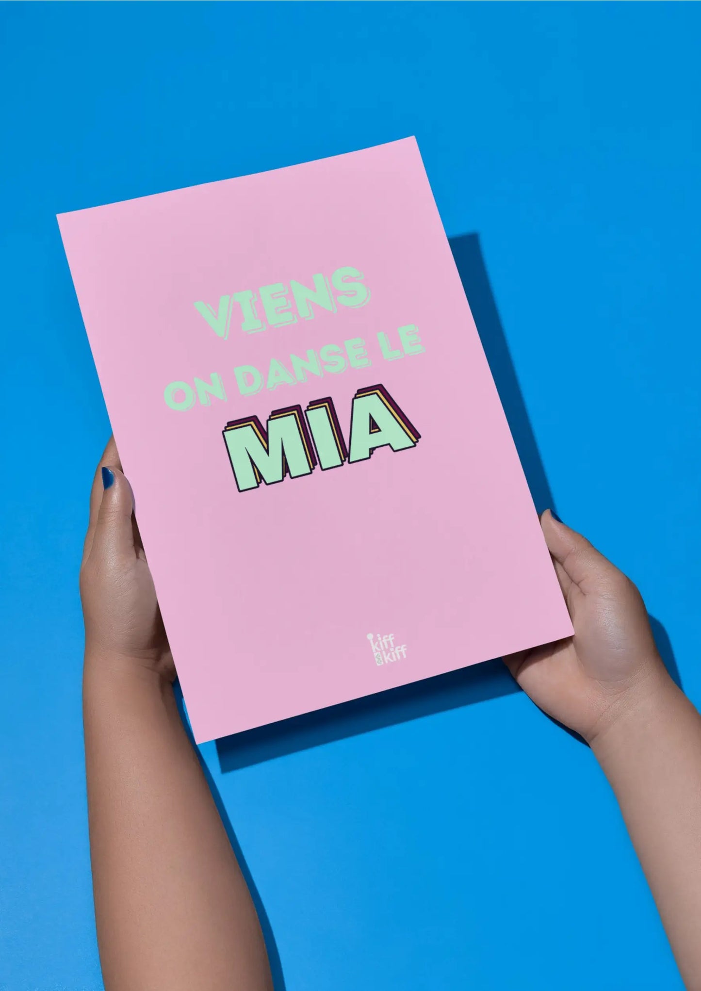 Affiche rétro Viens on danse le MIA en rose et vert menthe 3D