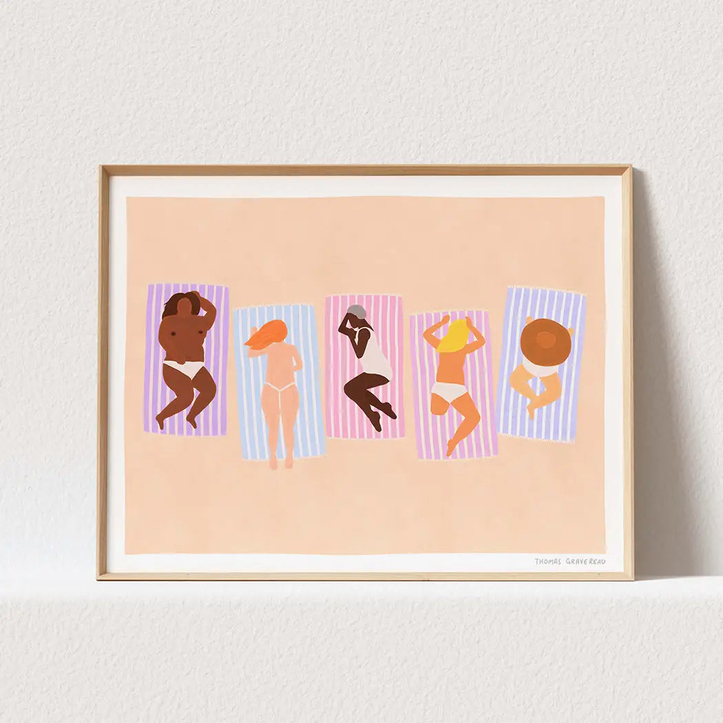 Affiche art beach de femmes diverses sur serviettes de plage en papier d’art premium