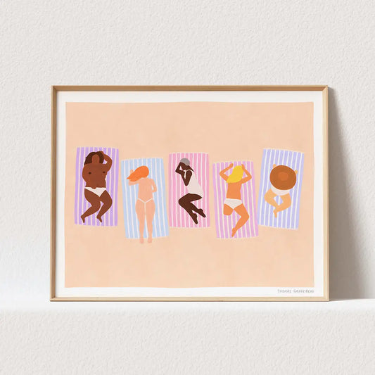 Affiche art beach de femmes diverses sur serviettes de plage en papier d’art premium
