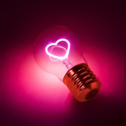 Ampoule rechargeable Coeur Sans Fil avec filament cœur rose lumineux pour ambiance cosy
