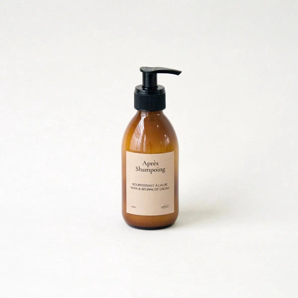 Bouteille pompe en verre ambré d’apres-shampoing liquide rechargeable 190ml écoresponsable
