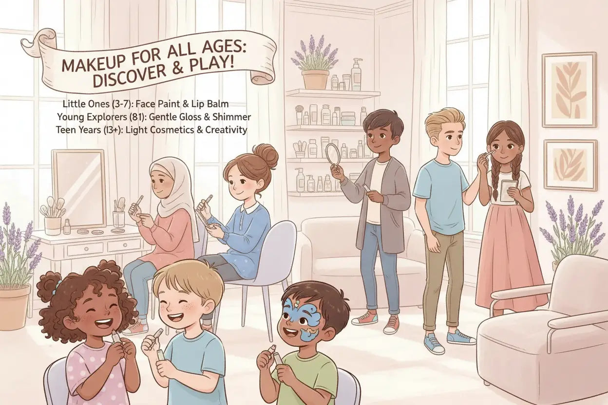 Tip: "At what age can you start applying makeup? Discover the best age to start your child's makeup." (includes both girls and boys)