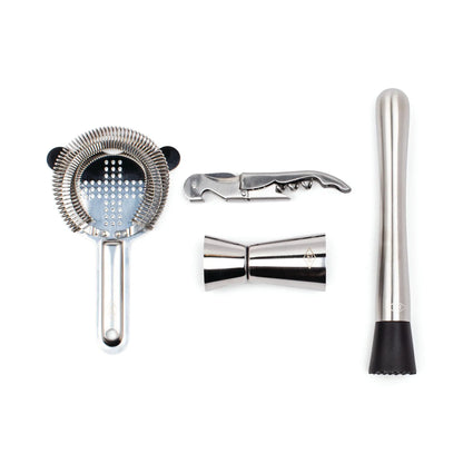 Kit de bar en acier inox avec passoire panda pour cocktails maison élégants