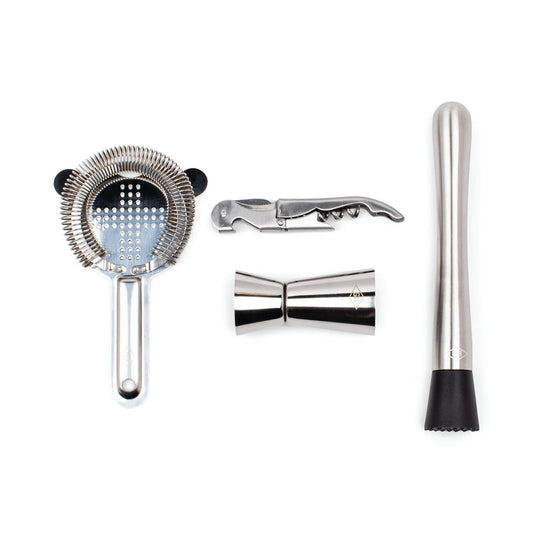 Kit de bar en acier inox avec passoire panda pour cocktails maison élégants