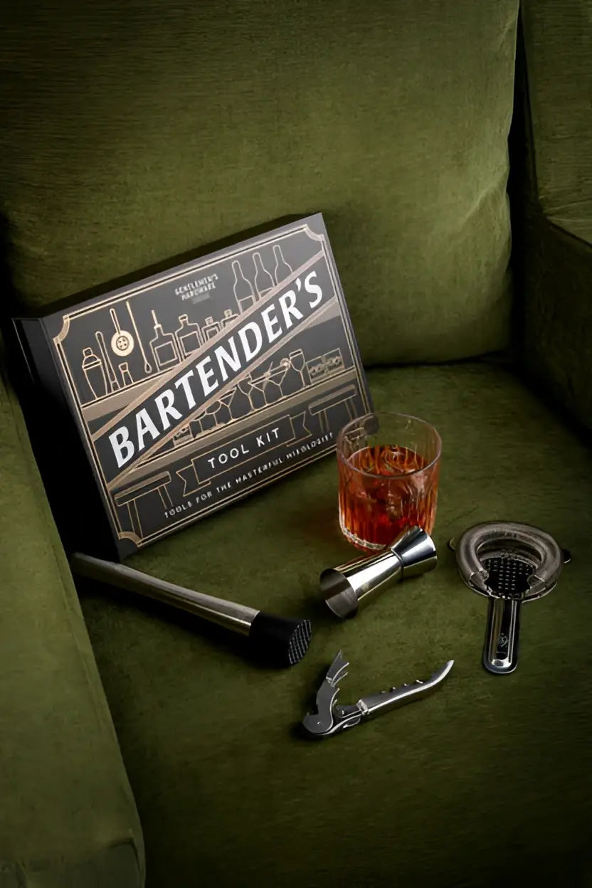 Kit de barman en acier inoxydable avec touche d’élégance noire