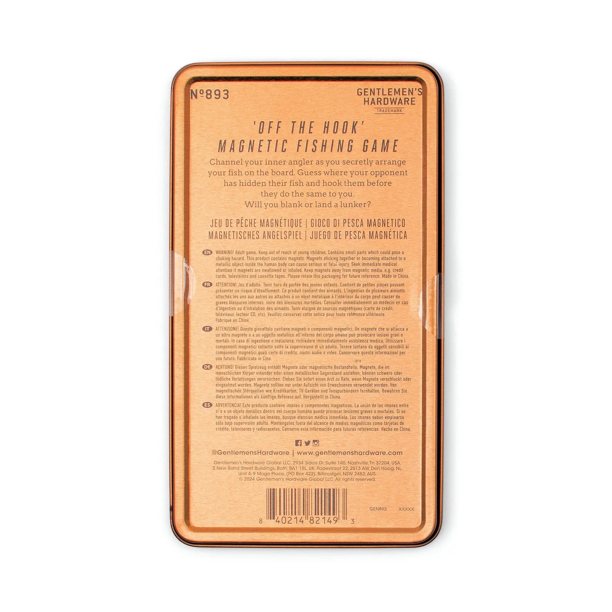 Boîte en métal bronze pour jeu de pêche magnétique Bataille naval de poche, clin d’œil hook game