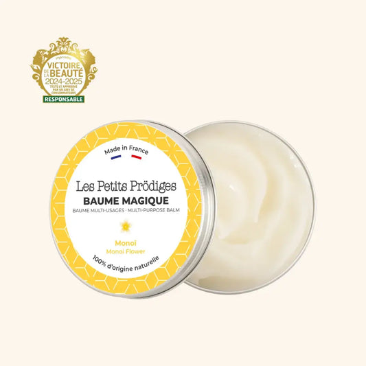 Baume multi usage Monoi 30 ml, soin naturel pour peau et cheveux, balm jaune pâle