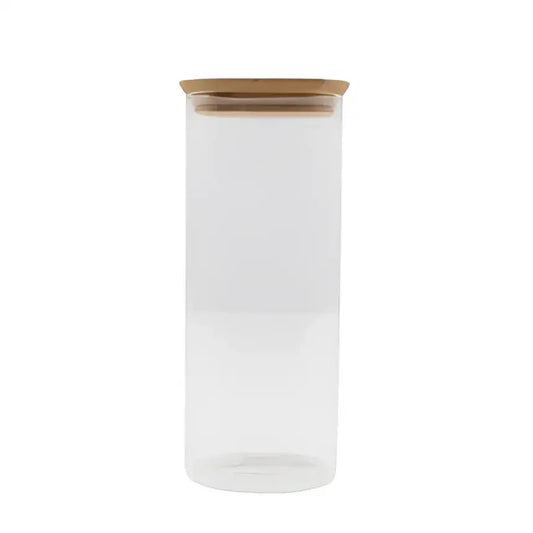 Bocal en verre avec fermeture hermétique et couvercle en bambou pour fruits secs
