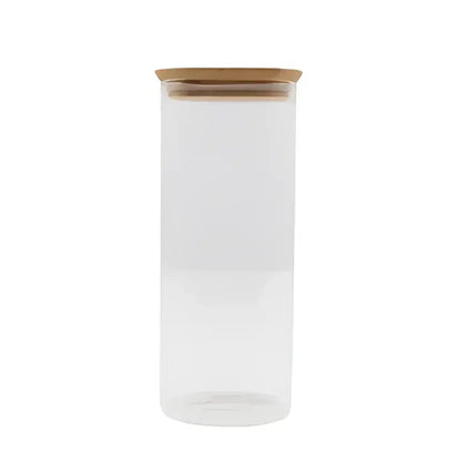 Bocal en verre borosilicate avec couvercle en bambou hermétique pour fruits secs
