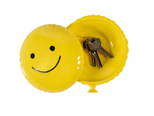 Boîte à bijoux Ballon Joyeux jaune en forme de smiley pour petits trésors