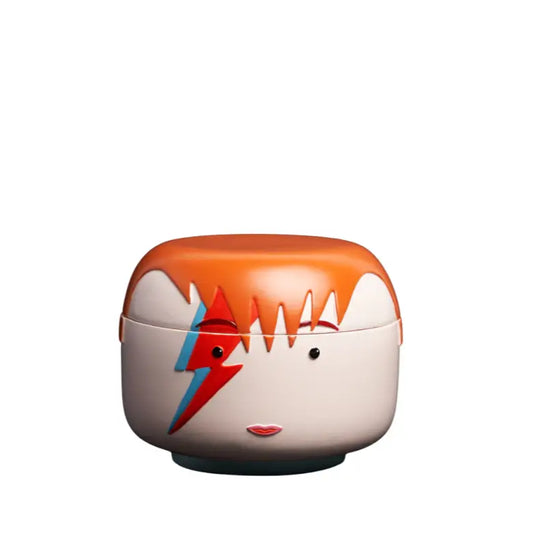 Coffret à bijoux David Bowie avec visage stylisé et design éclair, touche d’élégance