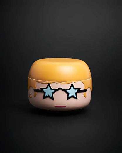 Boîte à bijoux Elton John édition limitée Blogo, design unique beige et jaune avec lunettes étoilées