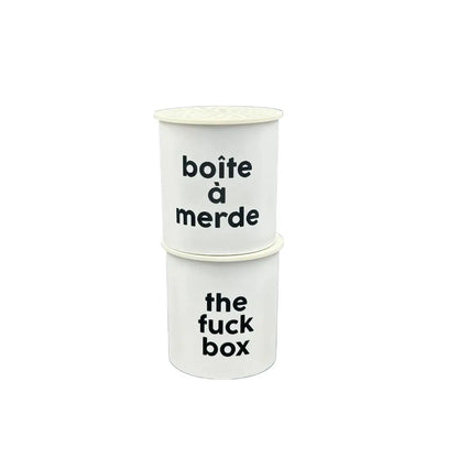 Boîte sonore drôle avec gros mots humoristiques empilés