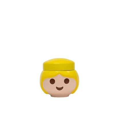 Tête jaune Playmobil blonde souriante pour boite Playmobil Jaune, idée cadeau pratique