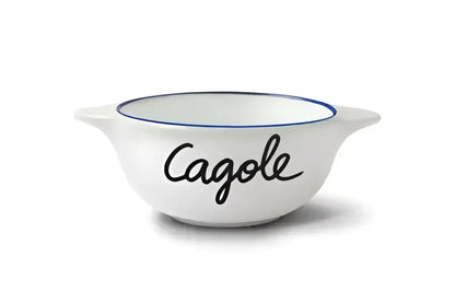 Bol breton cagole en céramique blanche avec filet bleu peint artisanal