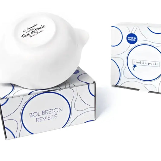 Bol Breton Daron en céramique blanche avec design playful, dans boîte déco, savoir-faire artisanal