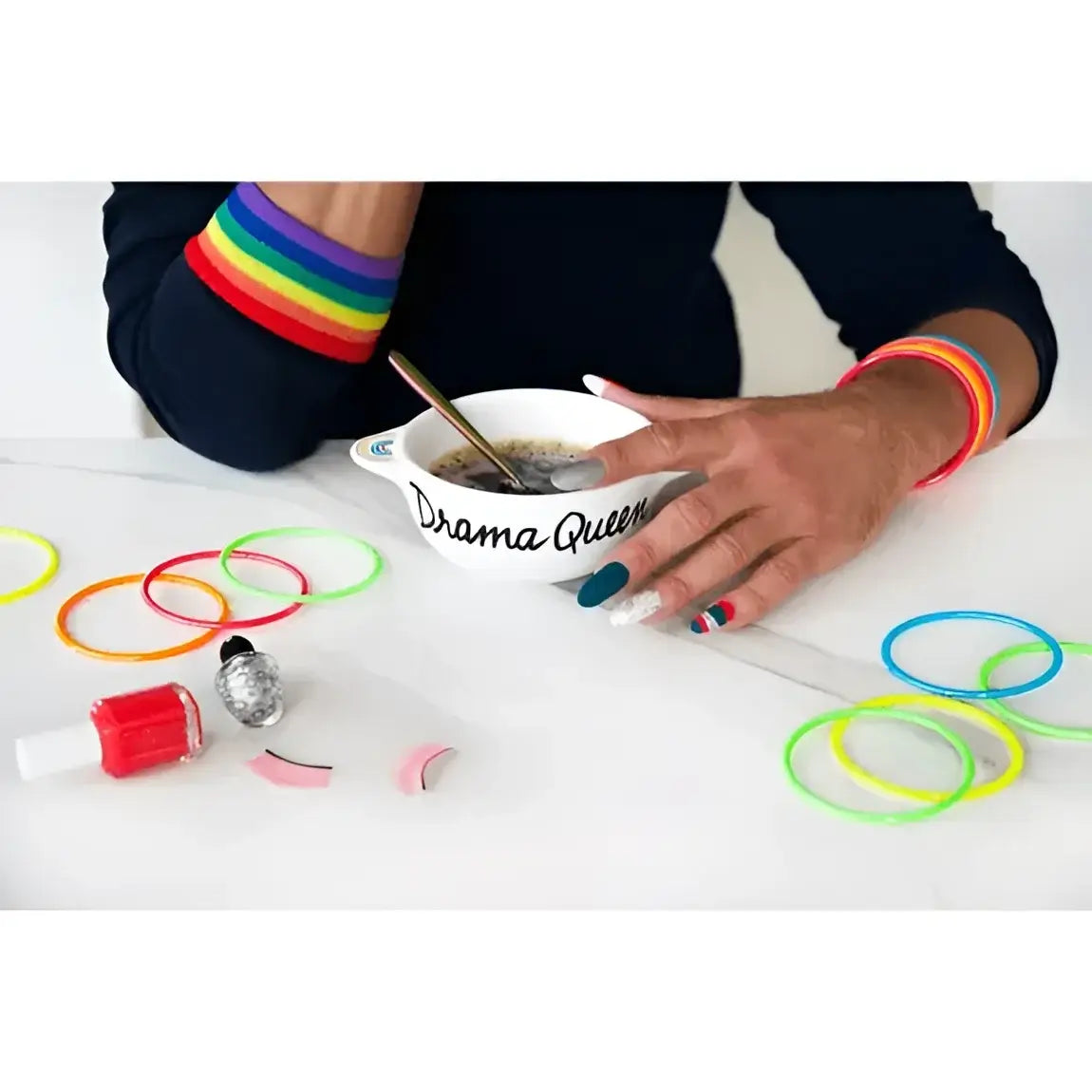 Tasse café avec cuillère Bol Breton Drama Queen, bol breton revisité couleurs LGBTQIA+