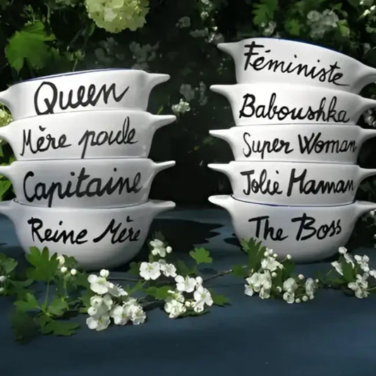 Bol breton revisité avec des bols en céramique blanche avec poignées