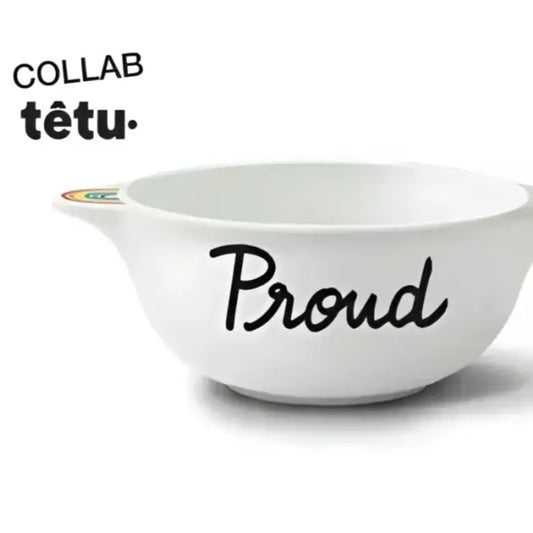 Bol Breton revisité avec un bol en céramique blanc, aux couleurs et manche arc-en-ciel