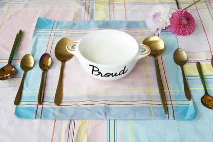 Bol breton révisité en céramique blanche aux poignées arc-en-ciel LGBTQIA+