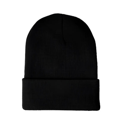 Bonnet noir tricoté avec revers, message clair Fucking Cold pour affronter l’hiver