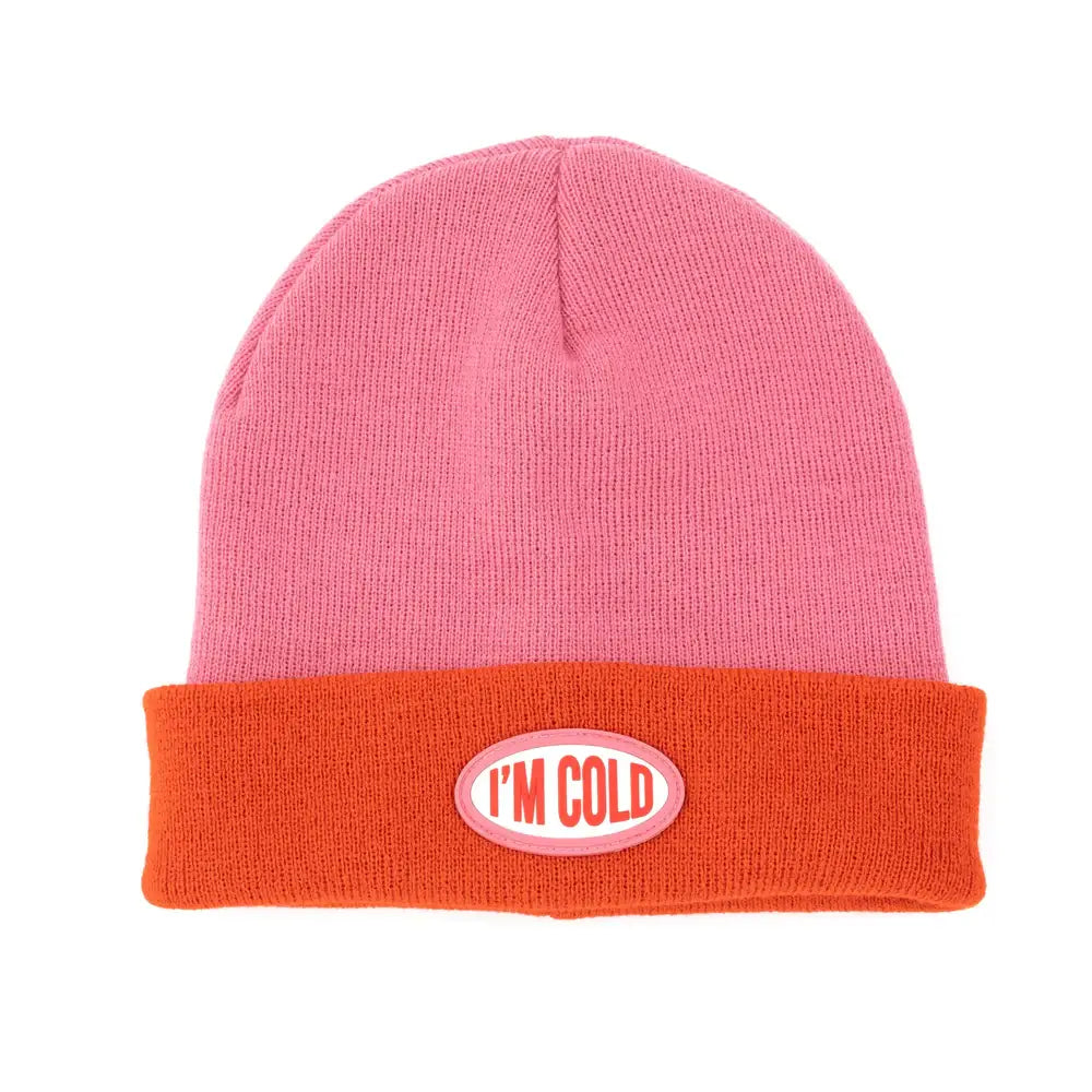 Bonnet I’m Cold rose et orange, accessoire simple pour bonne humeur