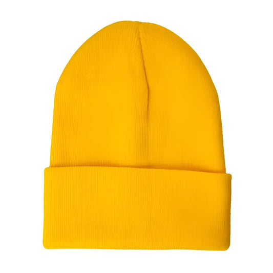 Bonnet jaune éclatant avec message positif pour bonne humeur