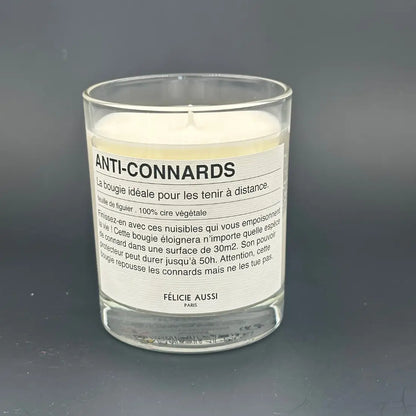 Bougie anti-connards en cire végétale, verre clair et parfum subtil