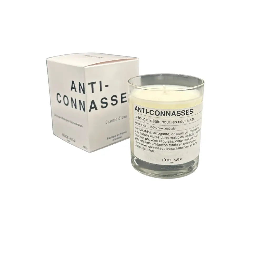 Bougie anti-connasses en cire végétale avec jarre et parfum jasmin d’eau