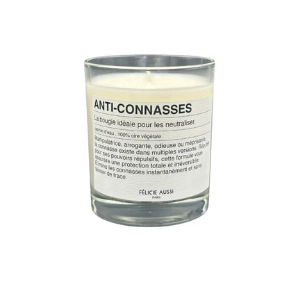 Bougie anti-connasses en cire végétale avec parfum jasmin d’eau dans un pot en verre