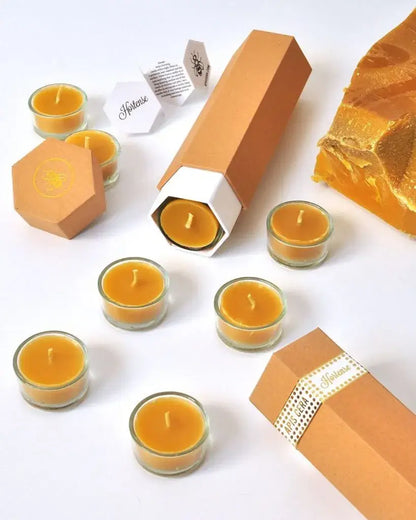 Bougies chauffe-plat en cire d’abeille pure, lumière douce
