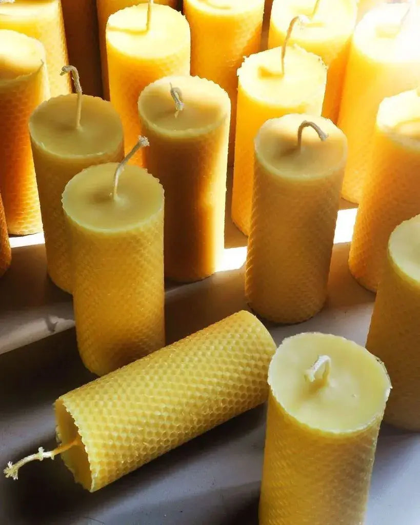 Bougies en cire d’abeille Ambroise, bougies Ambroise jaunes avec mèches