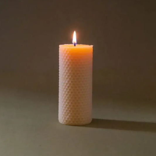 Bougies en cire d’abeille Ambroise avec texture de miel, boîte de 2