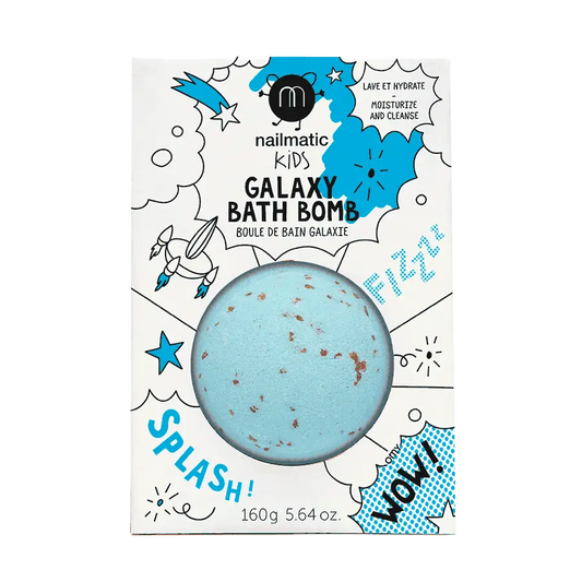 Boule de bain galaxie bleu avec flocons rouges pour peaux sensibles