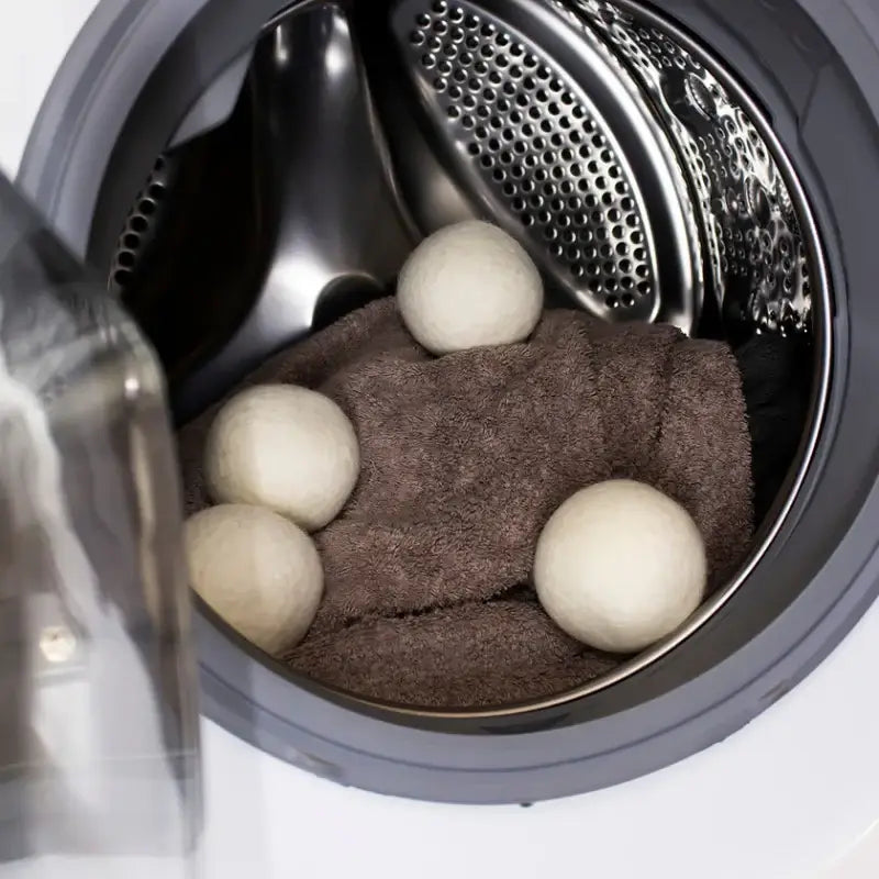 Boules de séchage 100 % laine avec serviette dans tambour lave-linge pour linge plus doux
