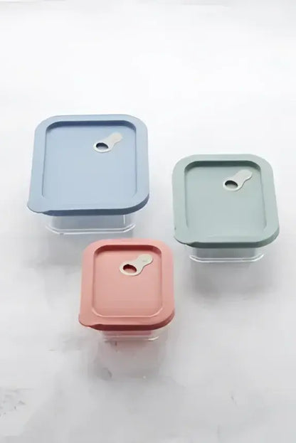 Conteneurs stockage verre trempé 1L avec couvercle silicone bleu clair étanche