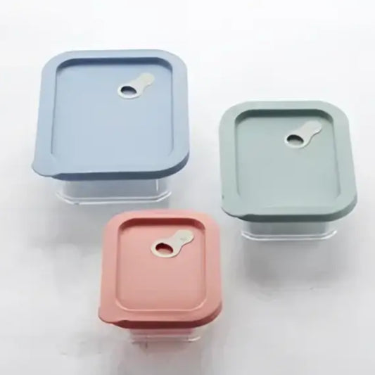 Set de contenants alimentaires pastel en silicone bleu clair avec évent vapeur, l’allié discret
