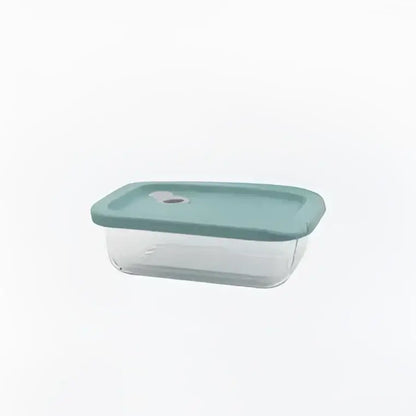 Contenant en verre rectangulaire avec couvercle en silicone vert sauge 600ml