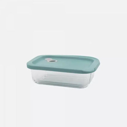 Contenant en verre rectangulaire avec couvercle en silicone vert sauge 600ml