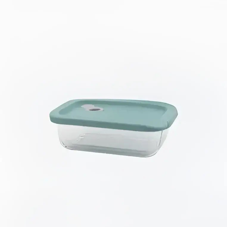 Bouteille rectangulaire en verre 600ml sauge avec couvercle silicone vert sauge